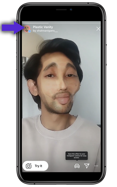 Instagram Filter display with name and watermark